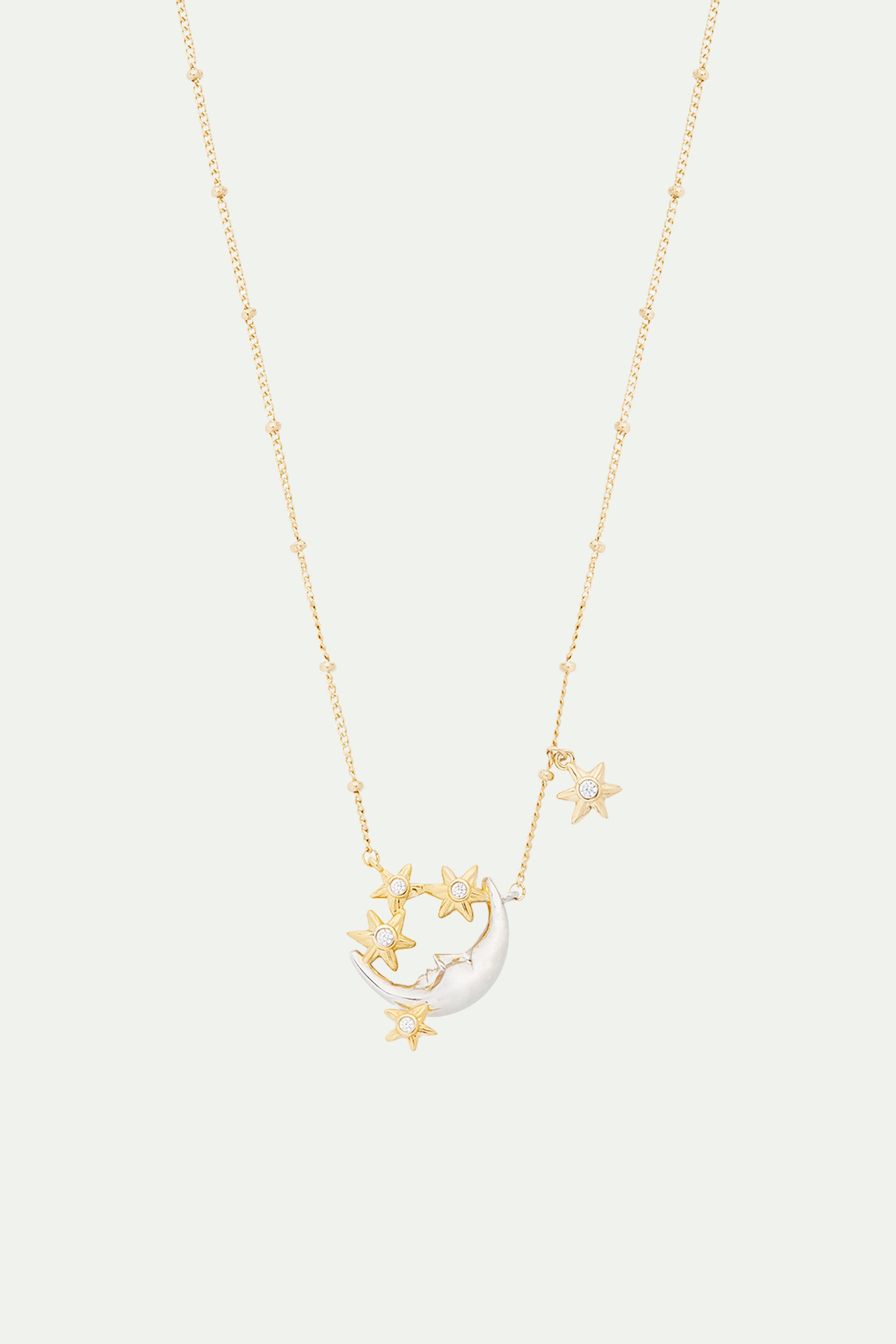 Moon and star pendant necklace