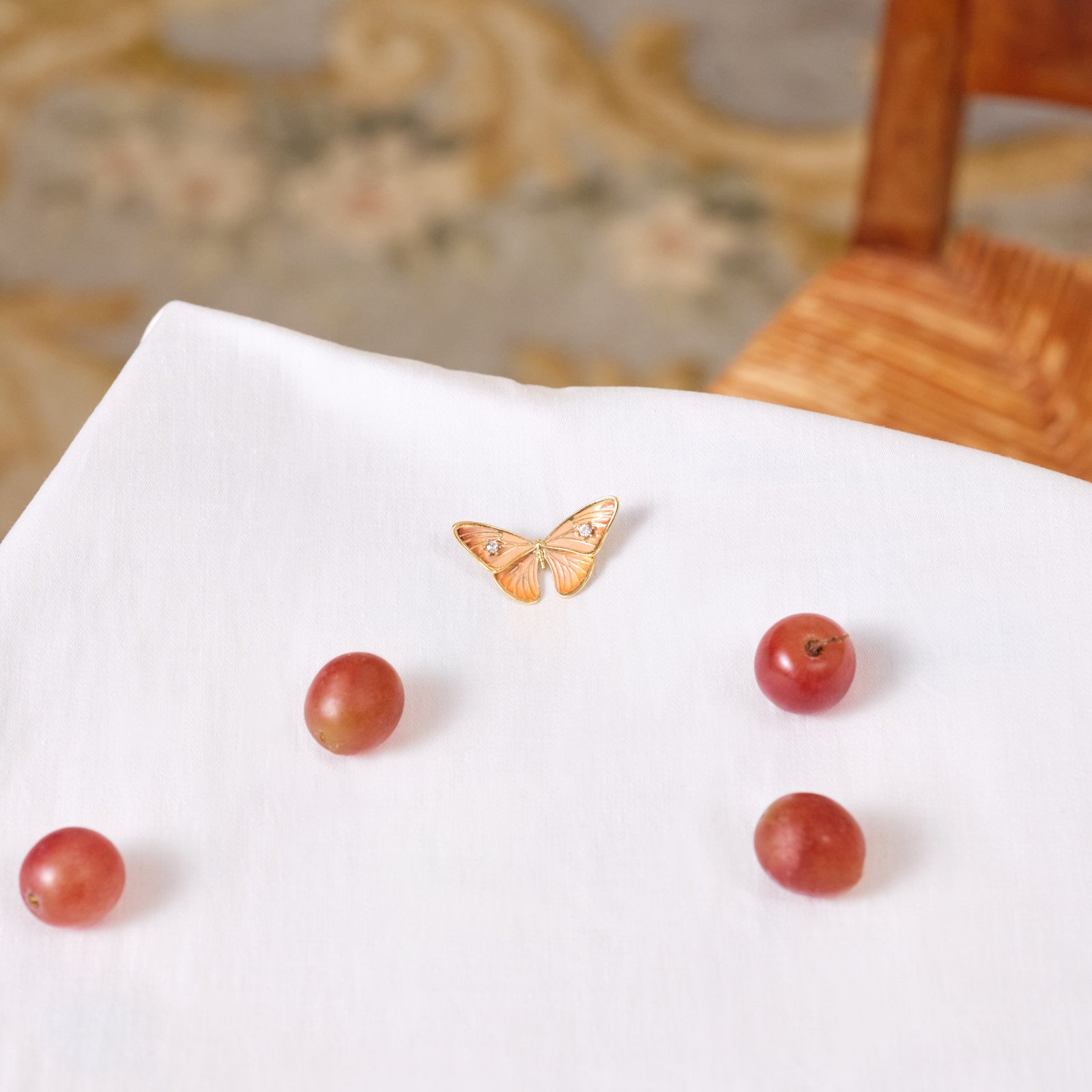 Enamelled butterfly and cut glass stone brooch