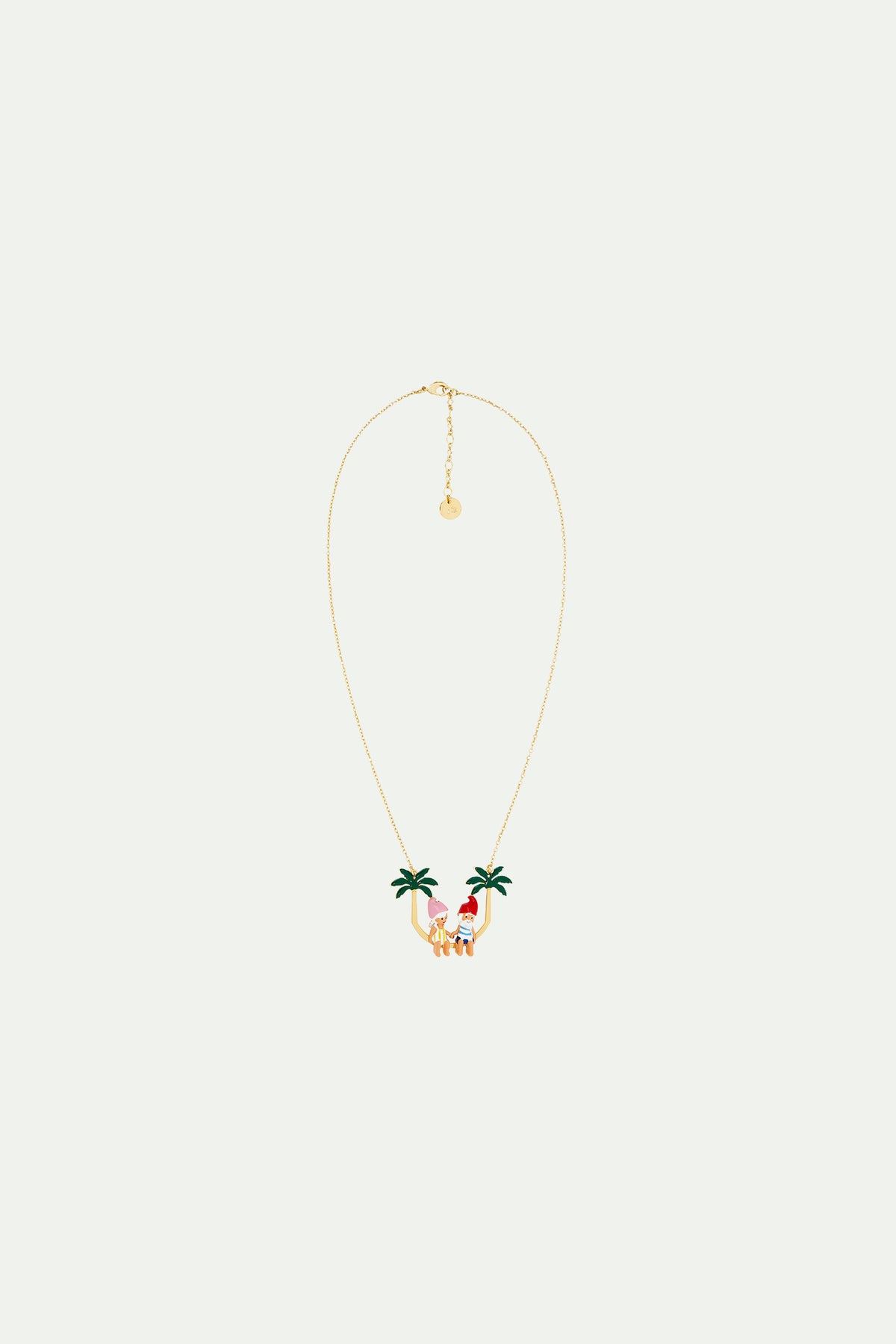 Toadstool family couple and palm tree statement necklace
