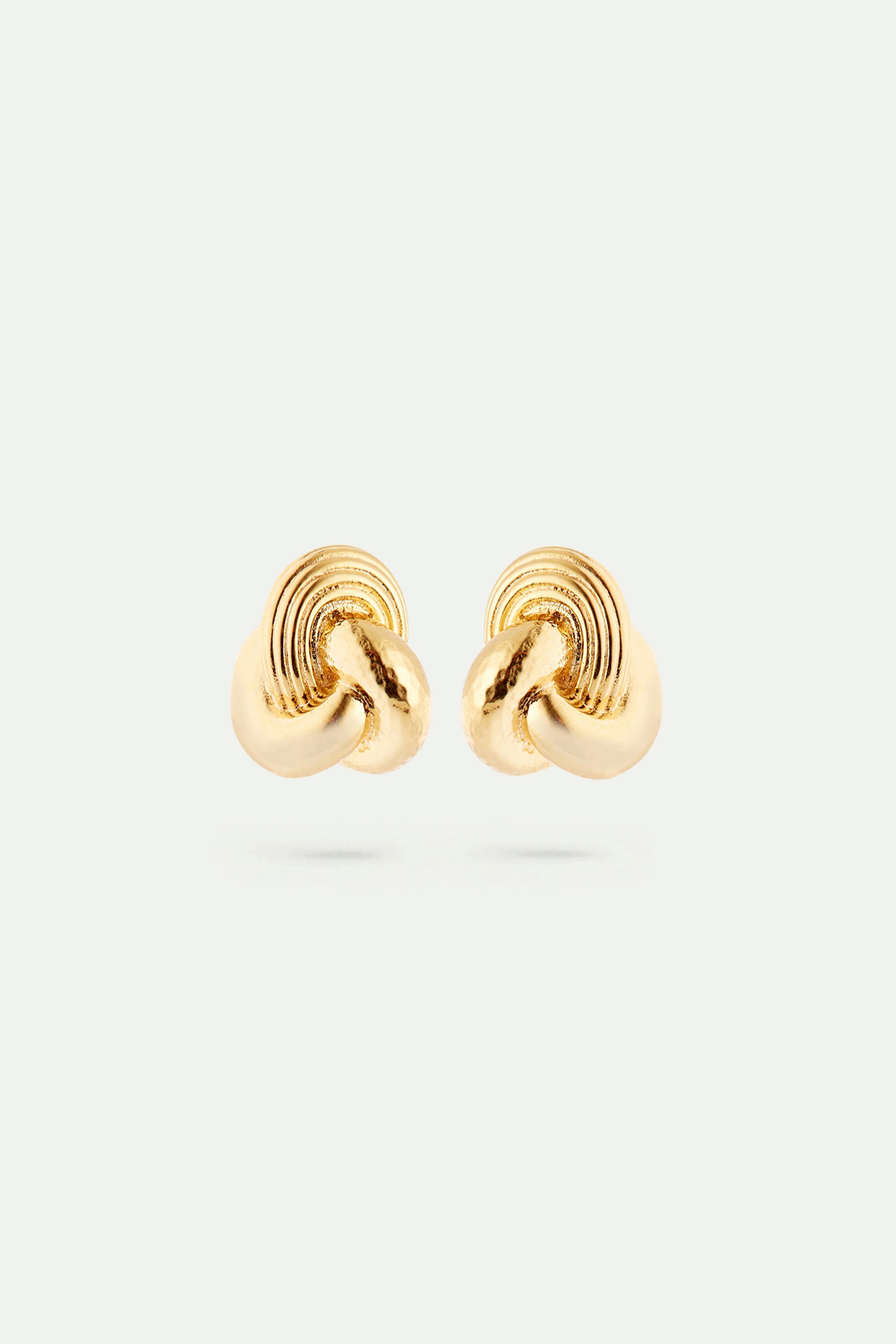 Gold knot and trio of textures post earrings