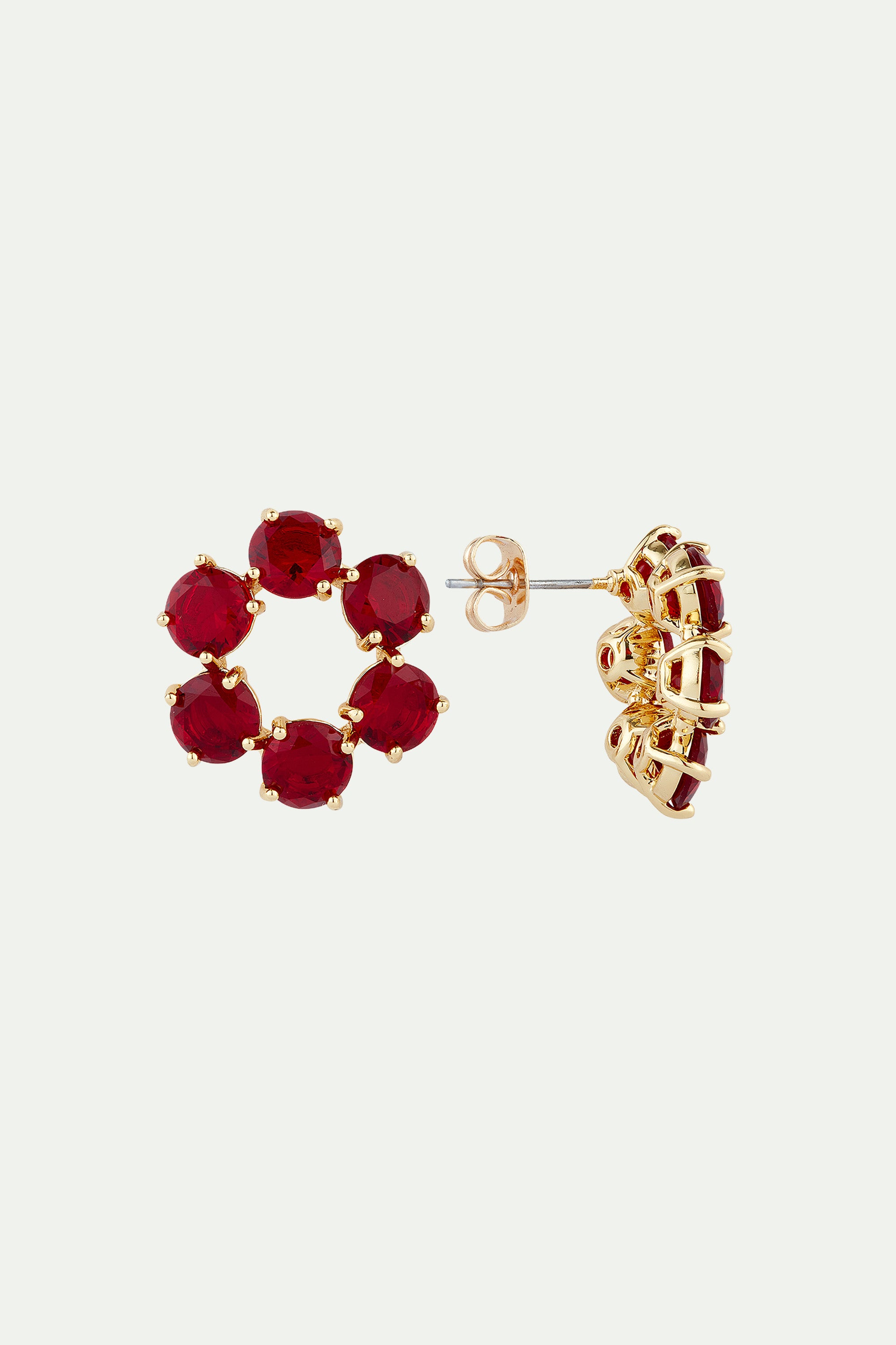 Garnet red diamantine 6 stone clip-on earrings