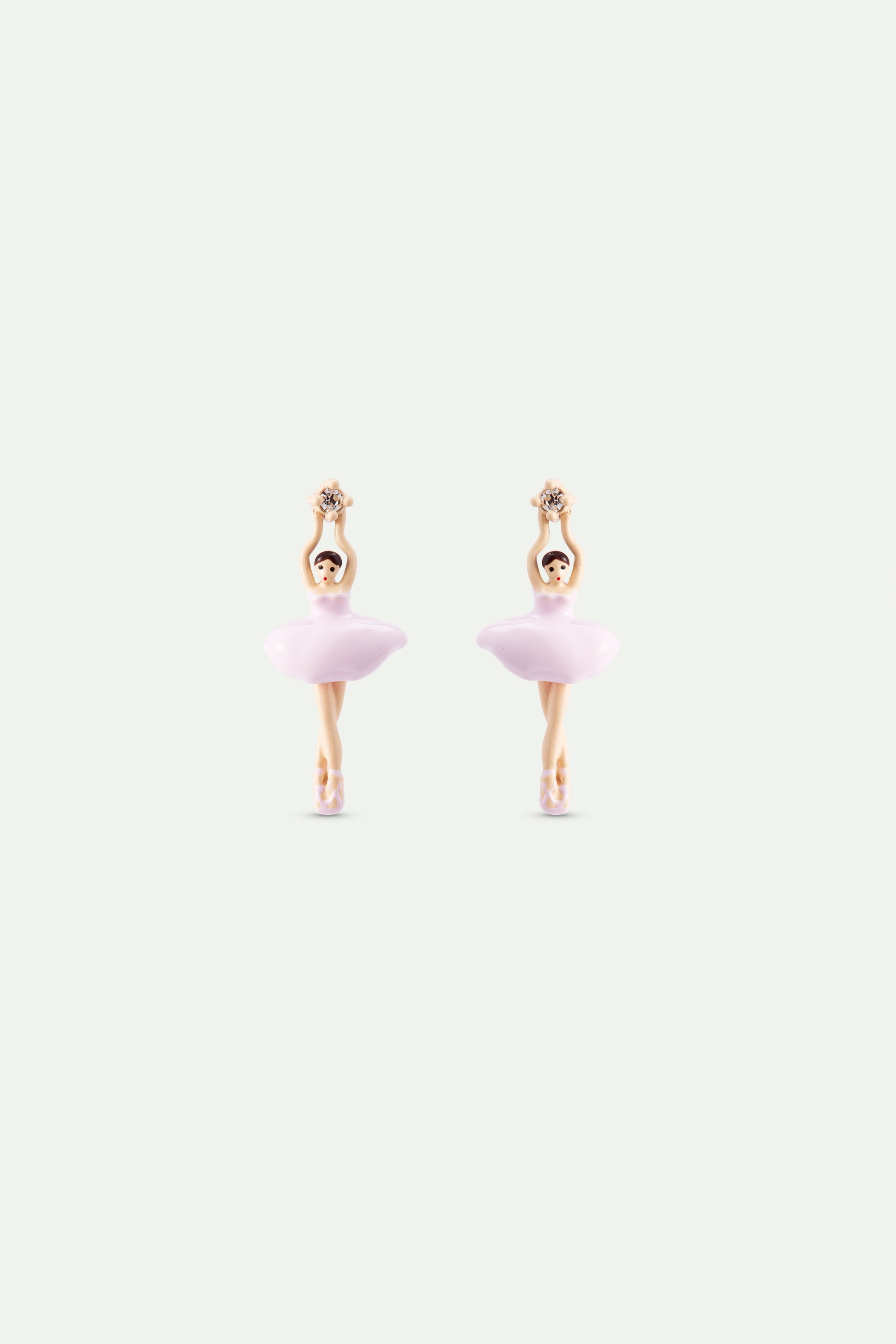 Pink ballerina and crystal earrings