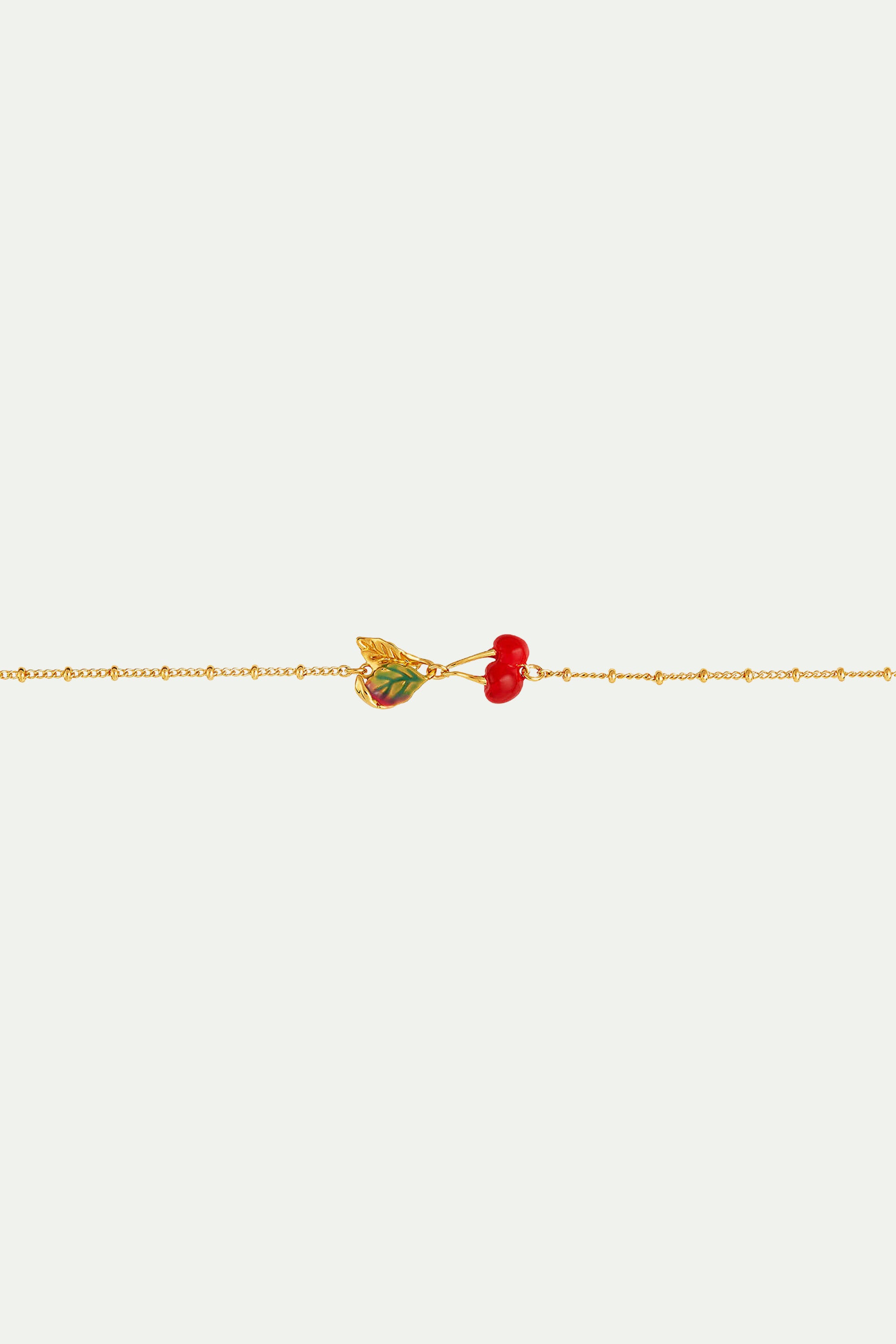 Cherries and Leave Thin Bracelet
