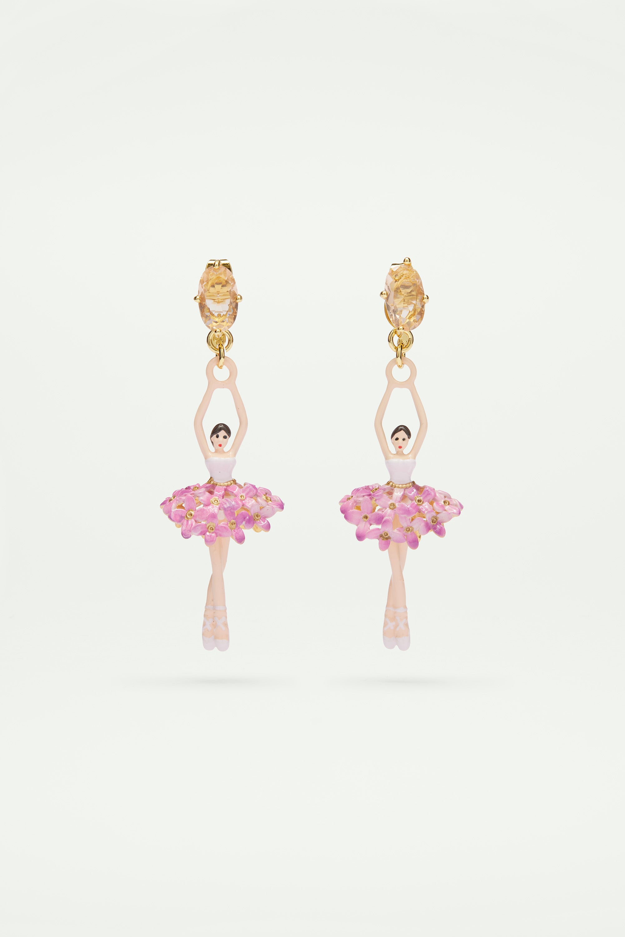 Ballerina, stone and enamelled flower bouquet earrings