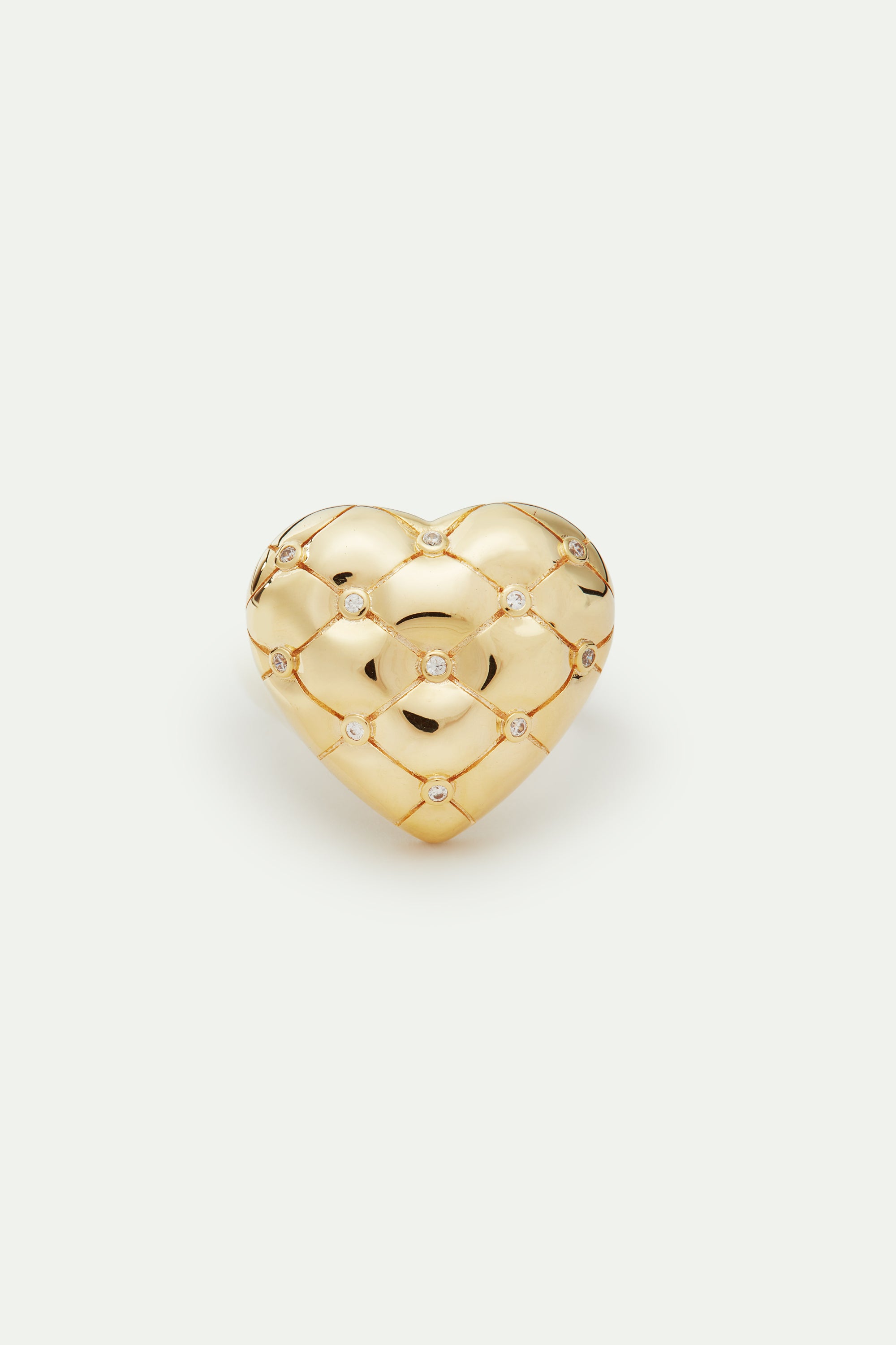 Quilted gold heart and crystal heart