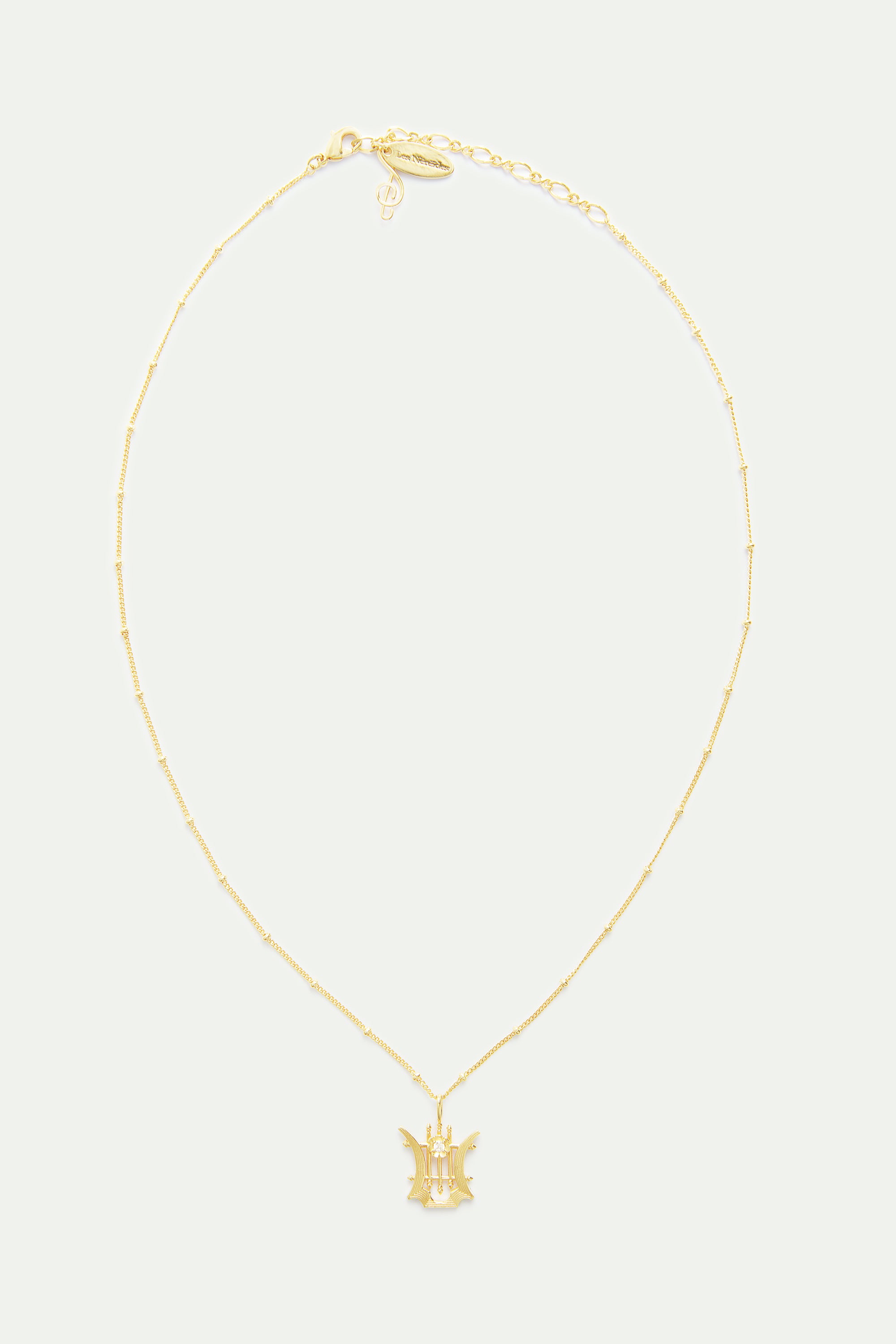 Golden lyre pendant necklace